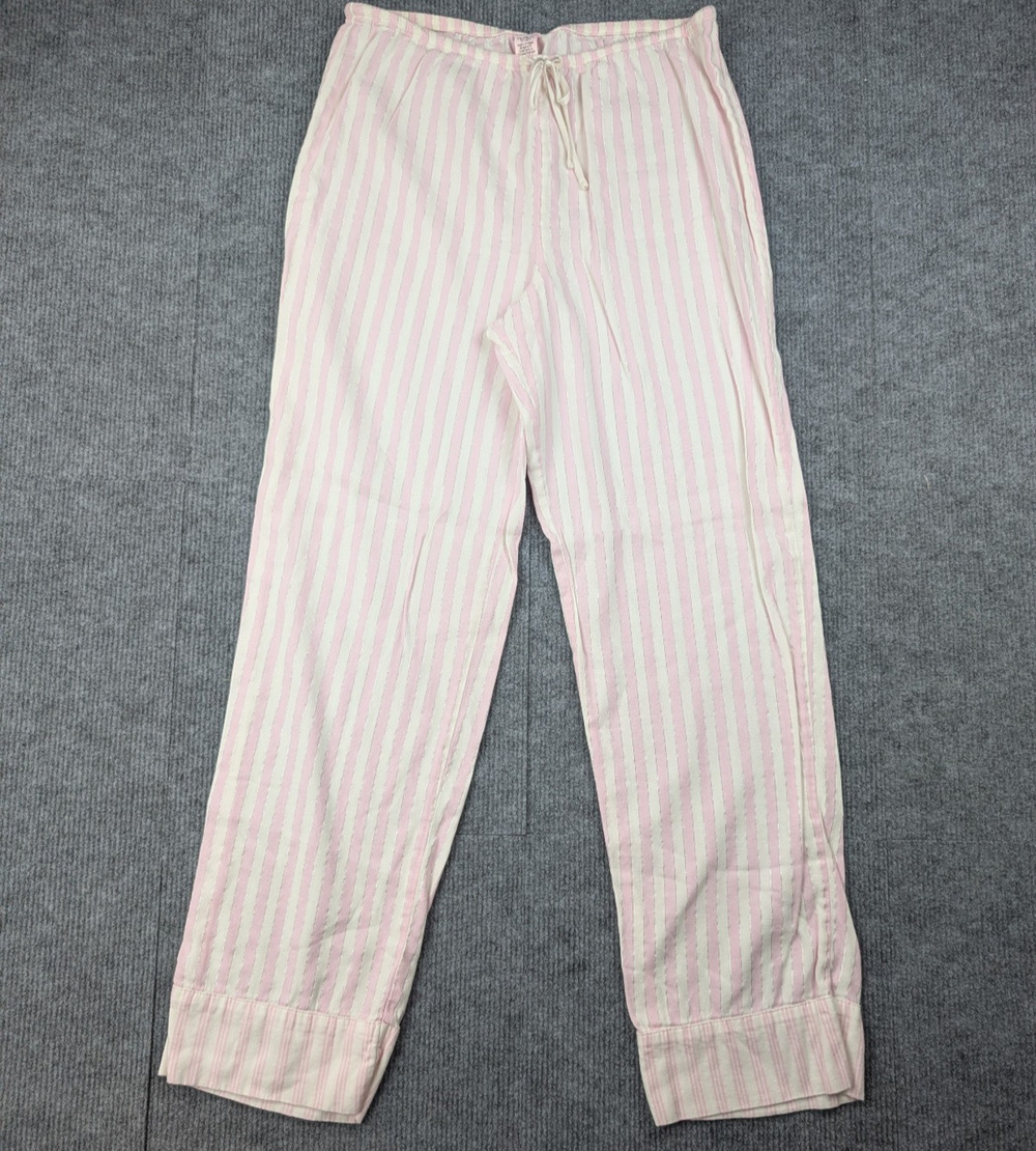 Victorias Secret Pajama Pants Womens XS Pink Stripe Metallic Y2K Preppy Lounge